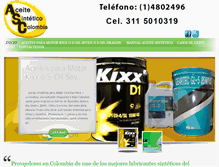 Tablet Screenshot of aceitesinteticocolombia.com